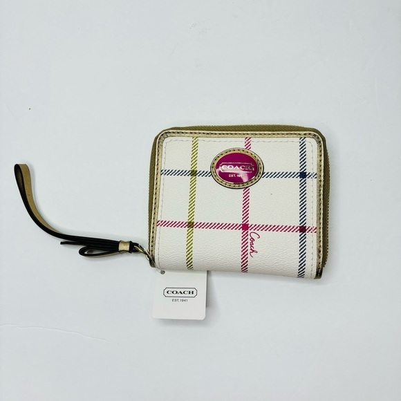 Coach Handbags - ⛔️SOLD⛔️ COACH Peyton Tattersall Multicolor Zip Around Wristlet